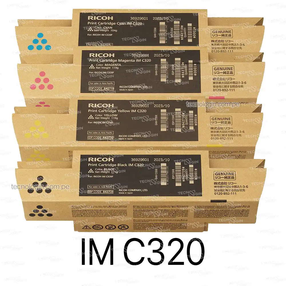 Kit de Toner Ricoh IM C320 CMYK Original | Pack 4 Colores