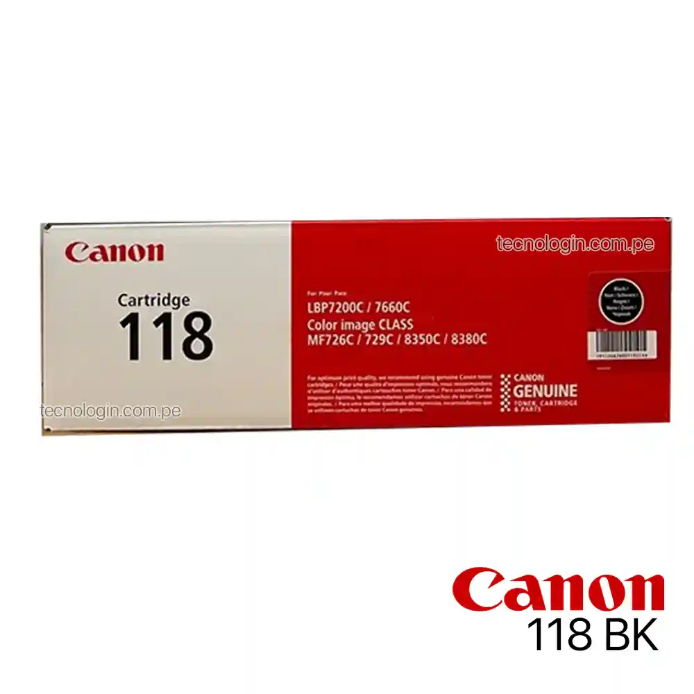 Toner Canon 118 Negro 7200Cdn, MF8350Cdn, MF8380Cdw, MF8580Cdw