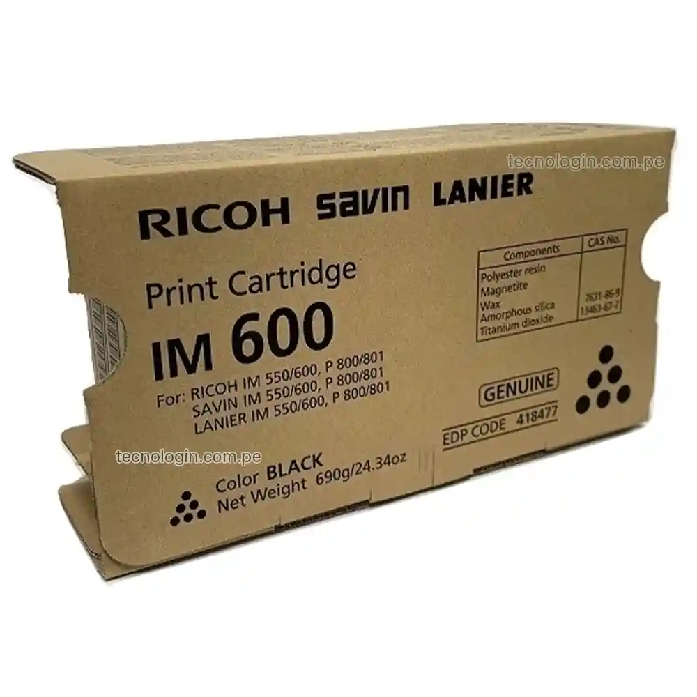 Toner Ricoh 418477 Negro IM 600, IM 550, P 800 25,500 Páginas