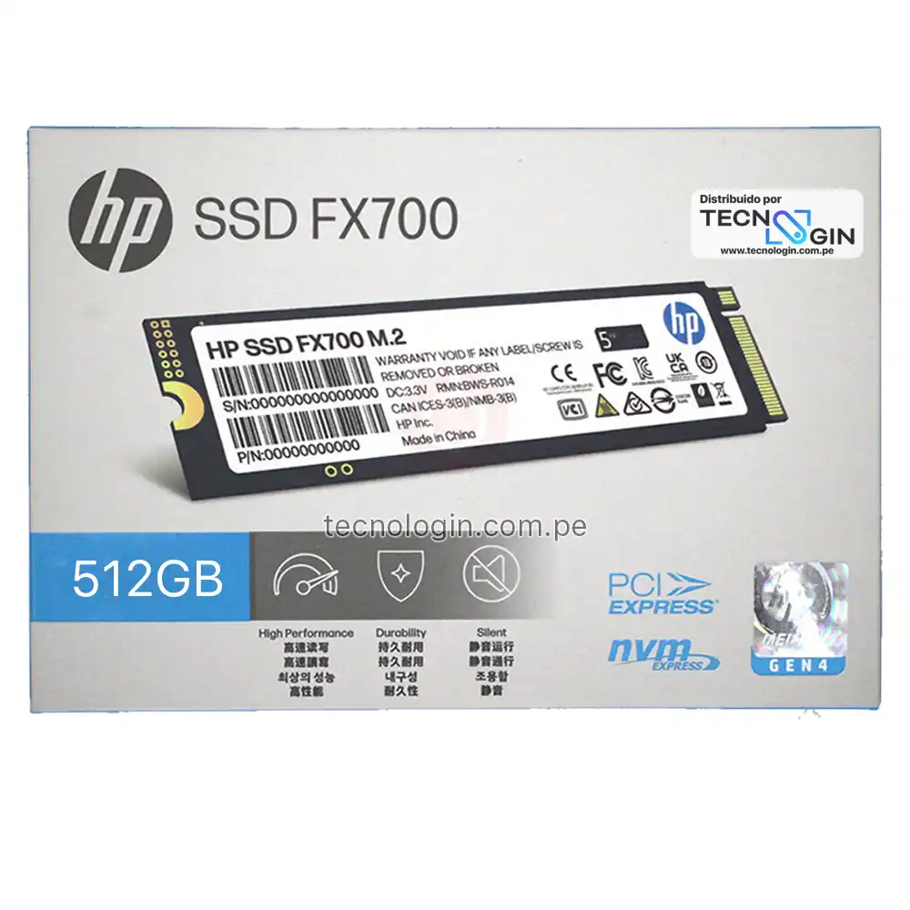 Disco Solido SSD HP FX700 512GB M.2 2280 PCIe Gen4 x4 NVMe 2.0