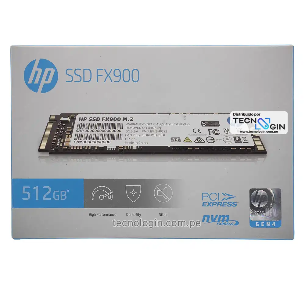 Disco Solido SSD HP FX900 512GB M.2 2280 PCIe Gen 4.0 x4 NVMe 1.4
