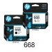 Pack Tinta Hp 668 DeskJet Ink Advantage 2900, 2975, 4300, 4375, 6500, 6575, 6578